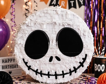 パーソナライズされた手作りスカルピニャータ | ハロウィン誕生日ピニャータ | 子供向けパーティーデコレーション | カスタムピニャータ