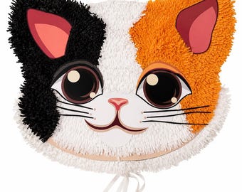 Handmade Kawaii Kitten Piñata | Cat Piñata for Kids' Birthday | Cute Party Decoration | Customizable Piñata