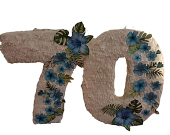 Spersonalizowana piniata z cyframi kwiatowymi | Elegancka piniata urodzinowa | Ręcznie robiona dekoracja w stylu boho | Personalizowana piniata z cyframi