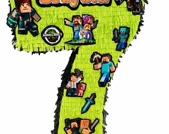 Pinhata personalizada feita à mão em formato de bloco de videogame | Pinhata de aniversário para gamers | Decoração de festa | Pinhata personalizável