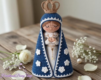 Virgin Mary Crochet Doll, Handmade Catholic Amigurumi, Our Lady Religious Gift, Prayer Room Decor