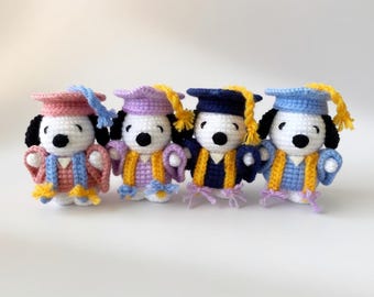 Crochet Snoopy Graduation Plush, Amigurumi Dog, Graduate Keepsake, Dog Lover Gift