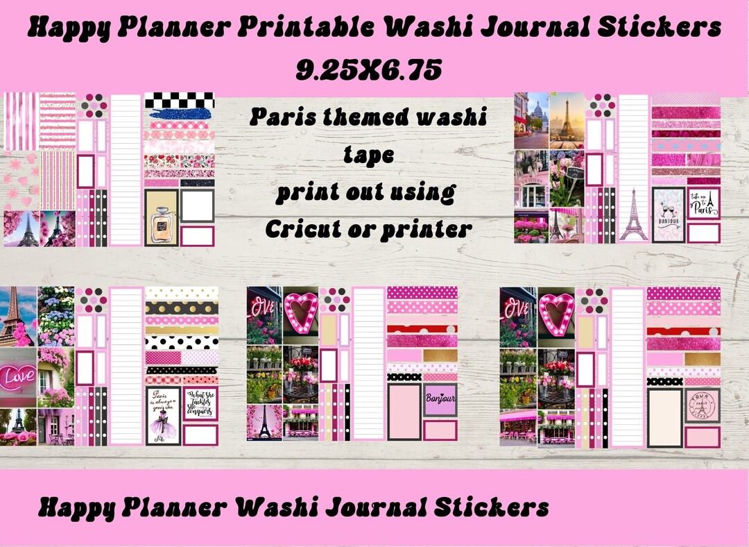 Printable Planner Washi Tape Stickers in Paris Theme| Happy Planner or ...