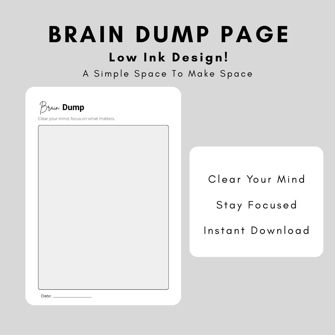Brain Dump Printable | ADHD Brain Dump Sheet | Minimalist Mental ...