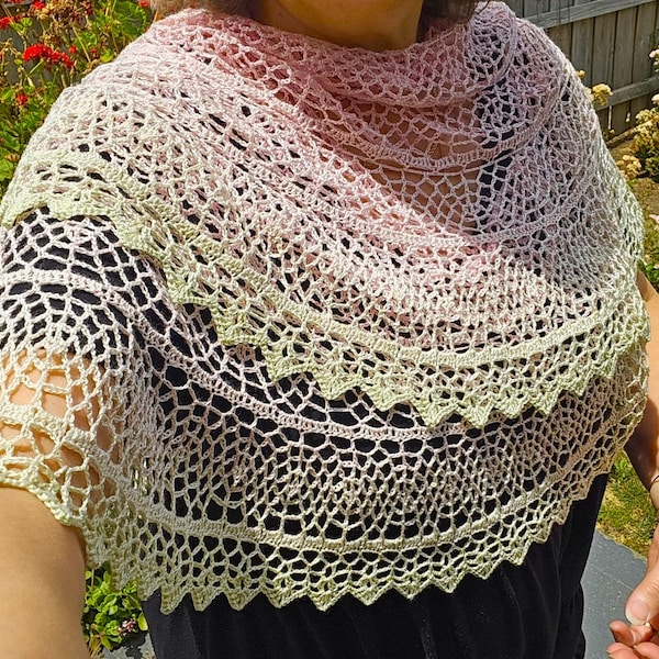 Patrón de crochet - Chal de red etérea