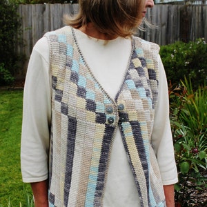 Crochet Pattern Entrelac cotton vest using a simple tunisian stitch and a standard crochet hook. image 1