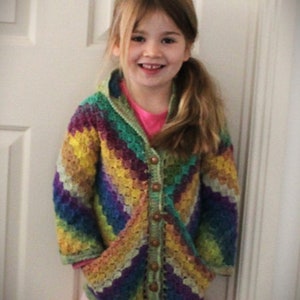 Crochet Pattern - Childs corner 2 corner jacket with or without hood.