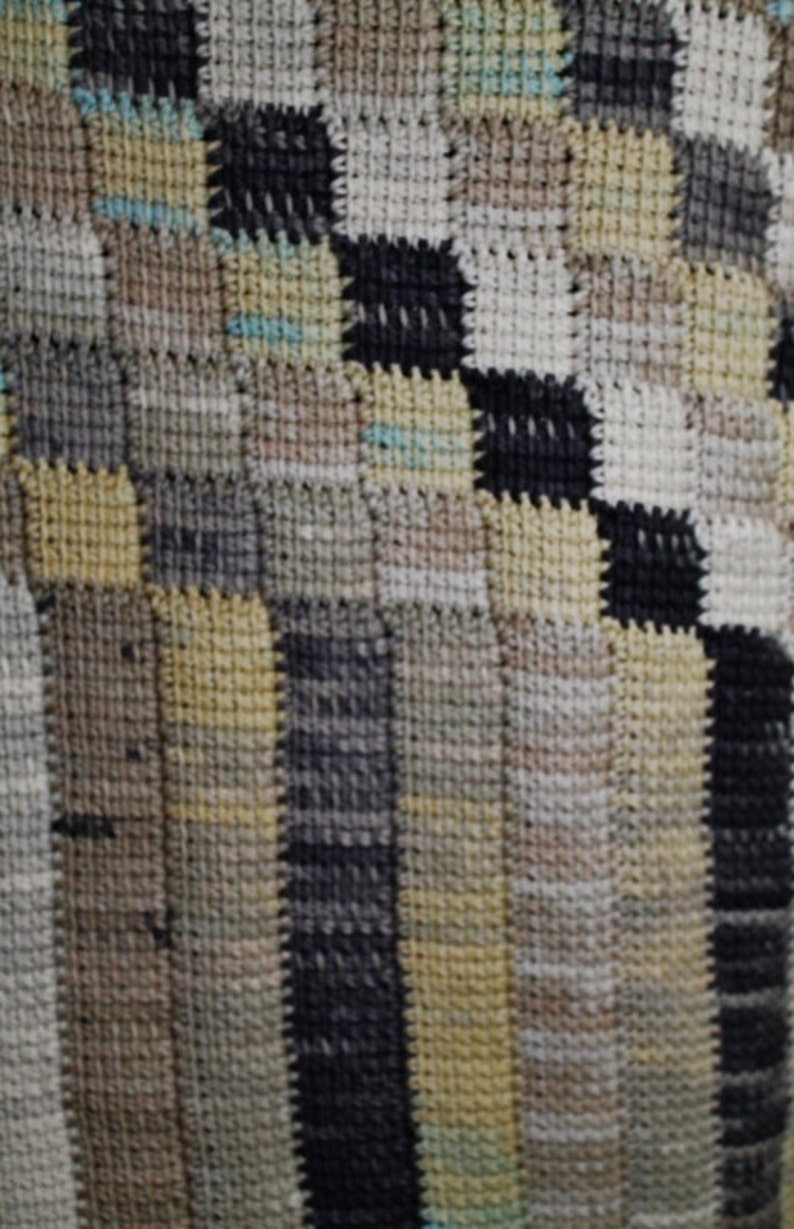 Crochet Pattern Entrelac cotton vest using a simple tunisian stitch and a standard crochet hook. image 4