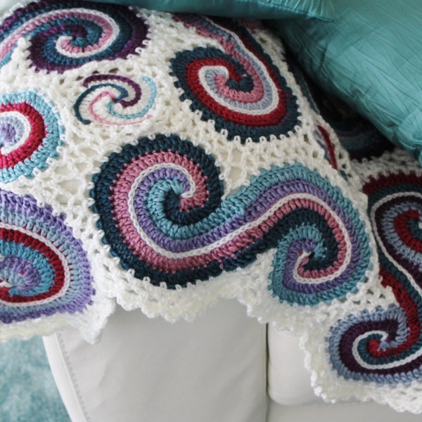 Crochet Pattern - Double Spiral Lacy Throw