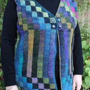 Crochet Pattern Entrelac cotton vest using a simple tunisian stitch and a standard crochet hook. image 5