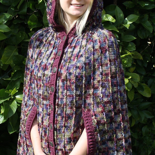 Crochet Pattern - Ridged hooded cape.