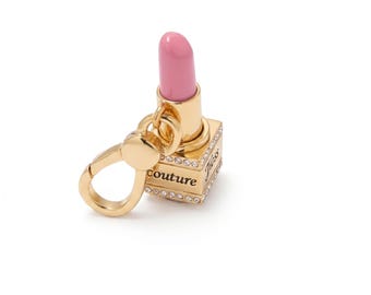 Juicy Couture Shimmering Pink Lipstick Charm, Y2K Enamel Pendant