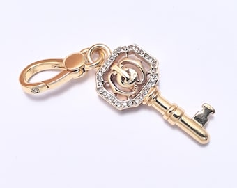 Juicy Couture Vintage Gold Letter Key Pendant with Openwork JC Crystal Accent