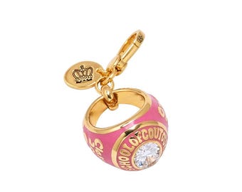 Juicy Couture 2010 Retro Limited Edition Ring Charm, Bright Pink Enamel College Crest Charm