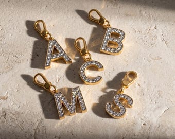 Juicy Custom Letter Pendants, Zirconia Jewelry, for Bags, Bracelets and Necklaces, Bridesmaid Gifts