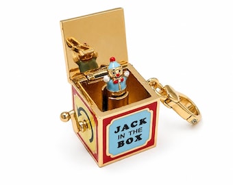 Juicy Couture Openable Pop Up Clown Box Charm, Gold Enamel Bag Charm