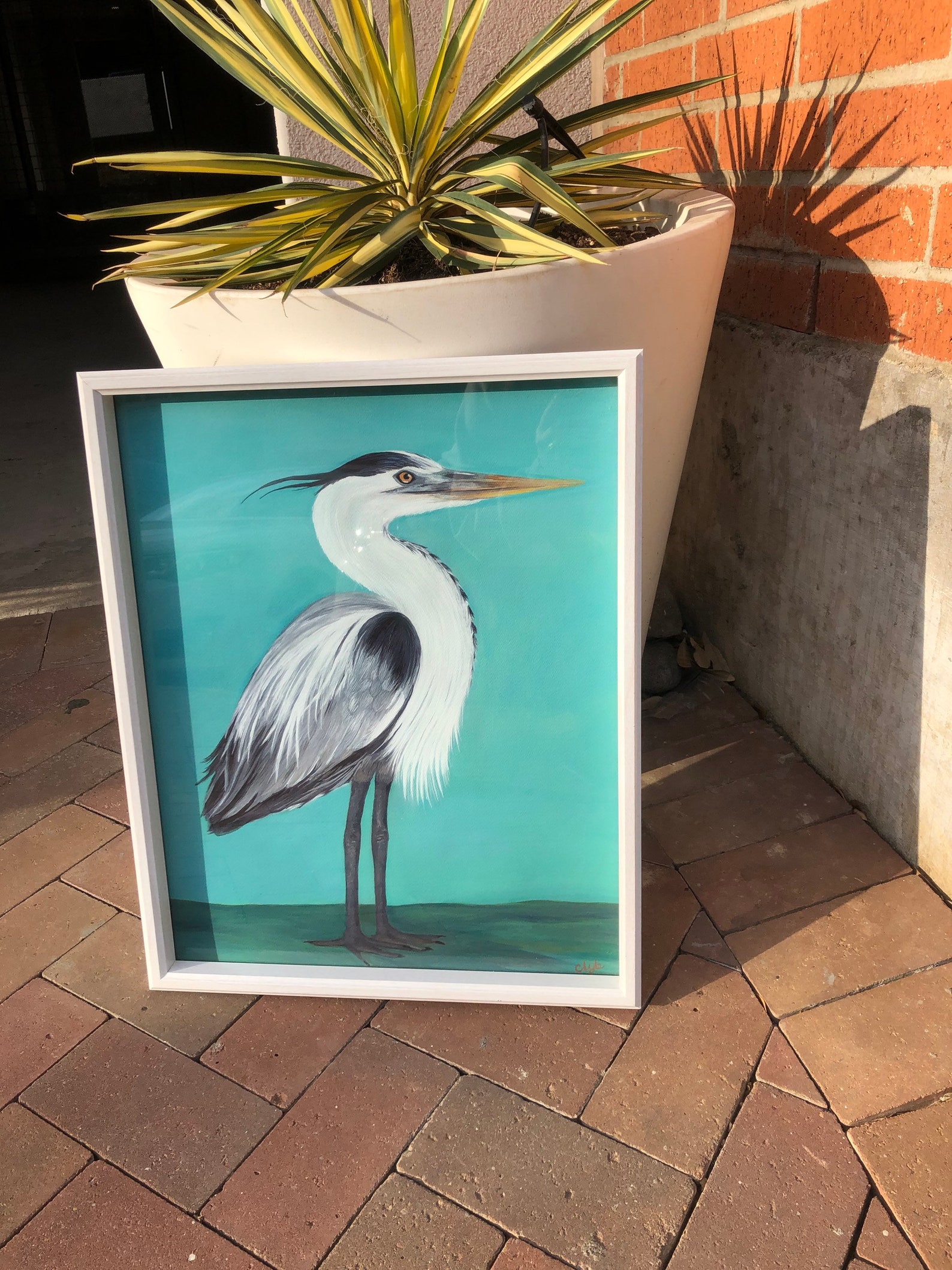 Large Framed Great Blue Heron Wall Art Watercolor Bird Etsy