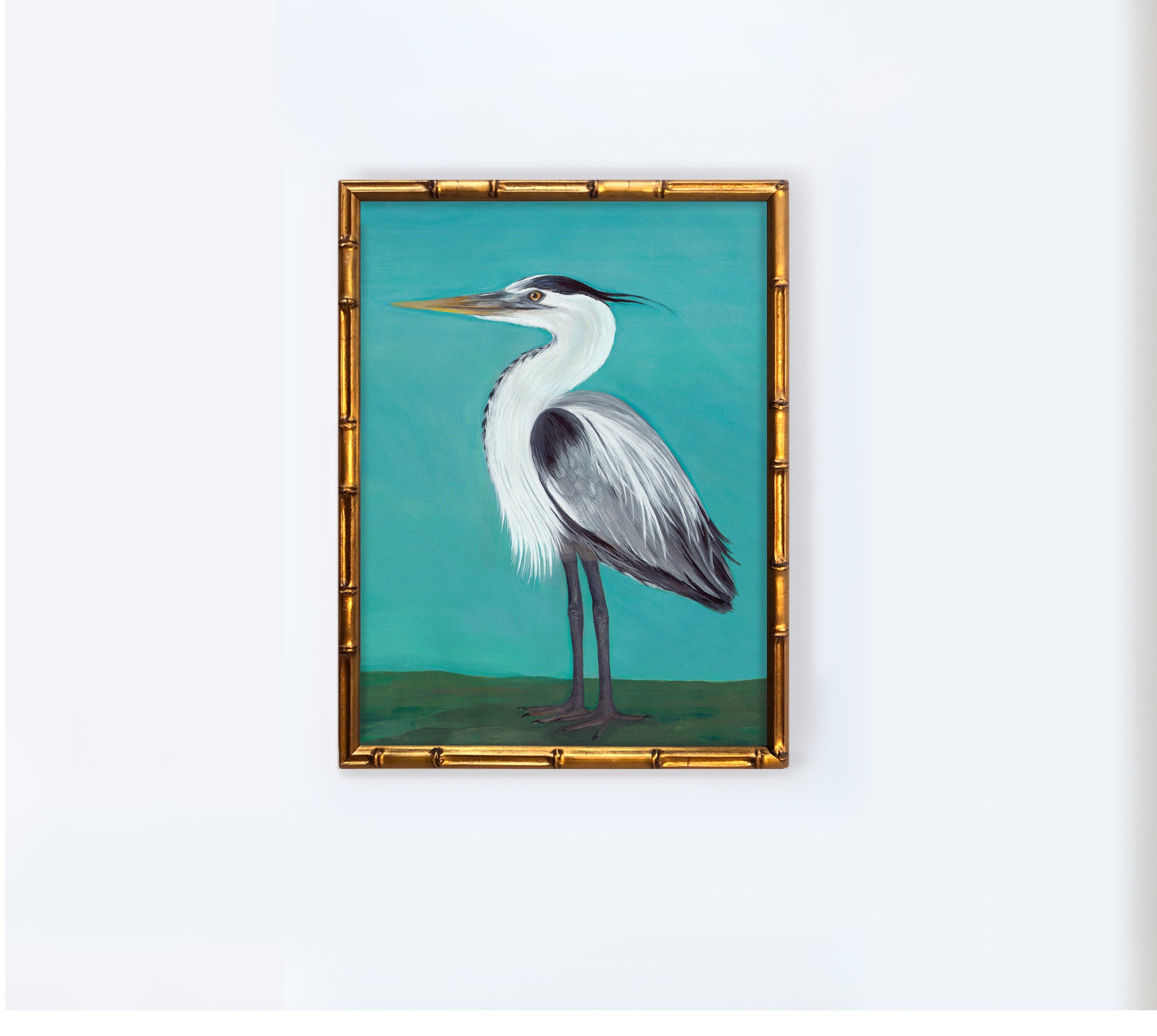FRAMED Great Blue Heron Wall Art Watercolor Bird Painting Etsy