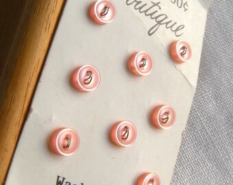 8 Tiny Pearly Pink Buttons, 7 mm, Fish Eye, 2 Holes, Very Small Buttons, Glossy,  Baby Buttons, Doll Buttons, Boutique Brand Buttons,