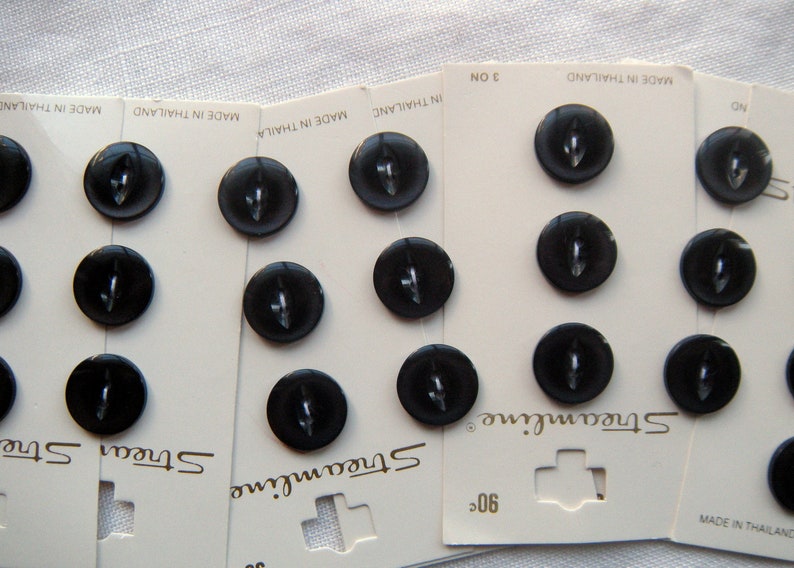 9 Small Very Dark Grey Shirt Buttons,14 Mm, Fisheye Well With 2 Holes