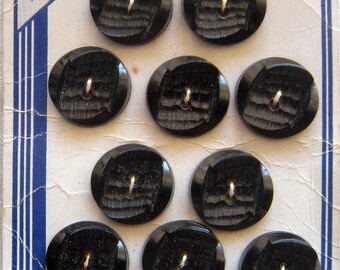 10 botones negros texturizados, 19 mm, con relieves esculpidos, marca Vintage Marlene.