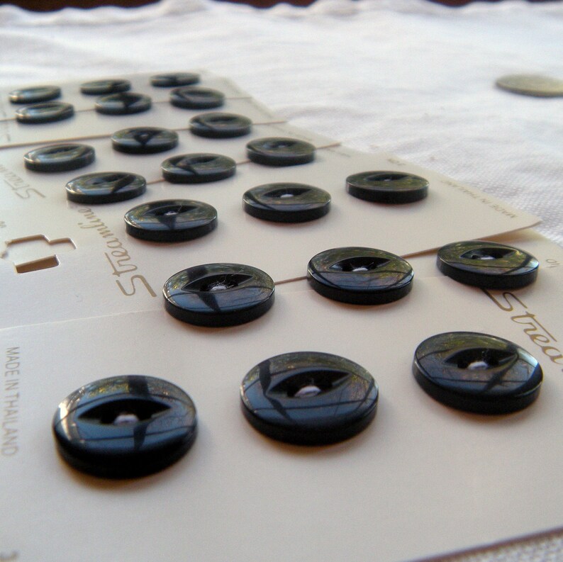 9 Small Very Dark Grey Shirt Buttons,14 Mm, Fisheye Well With 2 Holes