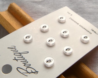 8 Tiny Pearly White Buttons, 7 mm, Fish Eye, 2 Holes, Very Small Buttons, Glossy,  Baby Buttons, Doll Buttons, Boutique Brand Buttons,