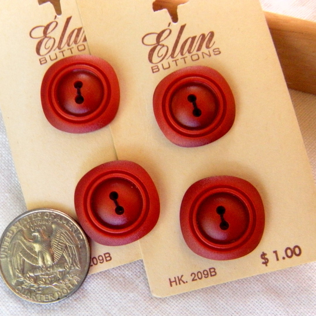Red Button Rounded Corners 4 Russet Red Buttons 21 Mm Square With Rounded Corners and - Etsy