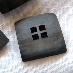 1 Very Big Square Grey-Brown Button, 30 mm Corner to Corner, 4 Large Holes
