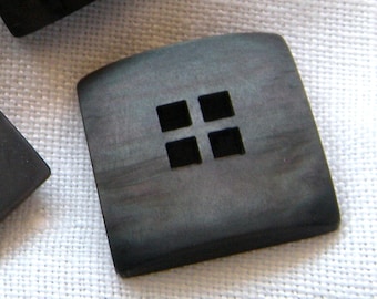 1 Very Big Square Grey-Brown Button, 33 mm Corner to Corner, 4 Large Holes