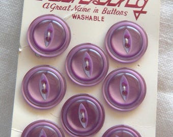 8 botones vintage brillantes de color púrpura, con borde, 19 mm, centro ojo de pez, Vintage Lansing, Japón