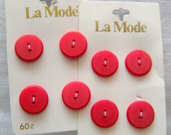 8 botones rojos, cara plana de 15 mm (5/8"), estilo vintage japonés La Mode