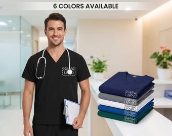Custom Medical Scrubs Set for Men – Short Sleeve Top & Pants with Logo/Text