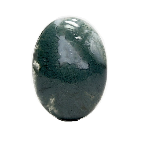 Green Moss Agate Semiprecious Gemstone Oval Cabujón