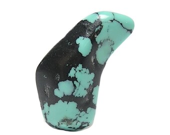 Turquoise Blue Green with black webbing Tumble Polished Semiprecious gemstone Natural Color, Southwestern gem, loose semi precious jewel