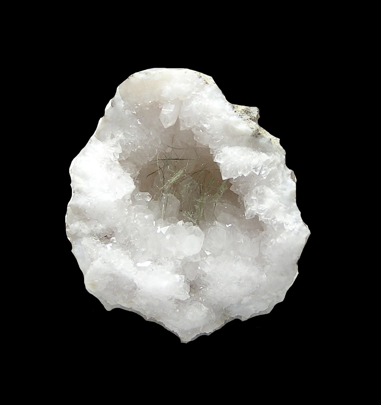 Millerite Rare fibrous crystals in quartz rock crystal Geode Etsy