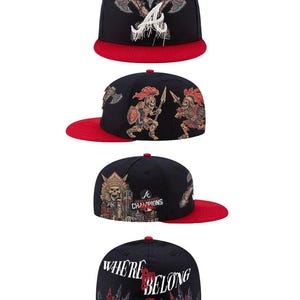 Atlanta Braves “Where Legends Belong” Gladiator Embroidered Black Red Fitted Hat Streetwear Cap