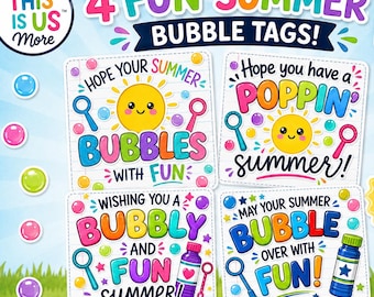 Etiquetas de burbujas de verano / Recuerdos para fiestas en la piscina, Regalo para el aula (Descarga instantánea)
