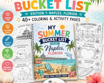 Libro para colorear con actividades para el verano / Naples, Florida / Más de 40 páginas de actividades (Descarga digital)