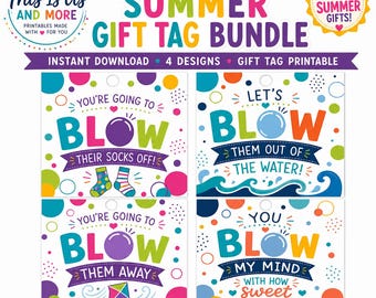 Paquete de etiquetas imprimibles para regalos de verano / Chicle, Piruleta, Burbujas (Descarga digital)