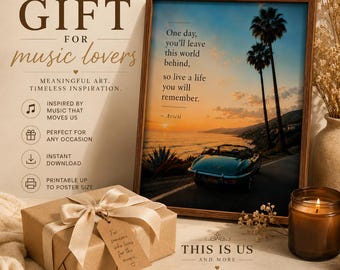 Lámina decorativa con cita de Avicii / Póster con letra de canción "Atardecer costero" / Póster vintage (Descarga digital)