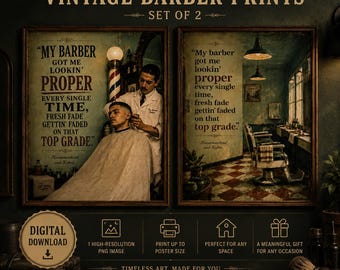 Póster vintage para barbería / Decoración de barbería / Regalo para barberos / Póster retro de cuidado personal masculino (Descarga digital instantánea)