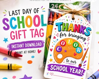 Etiqueta de regalo para profesor de arte / Gracias por traer color (Descarga digital)