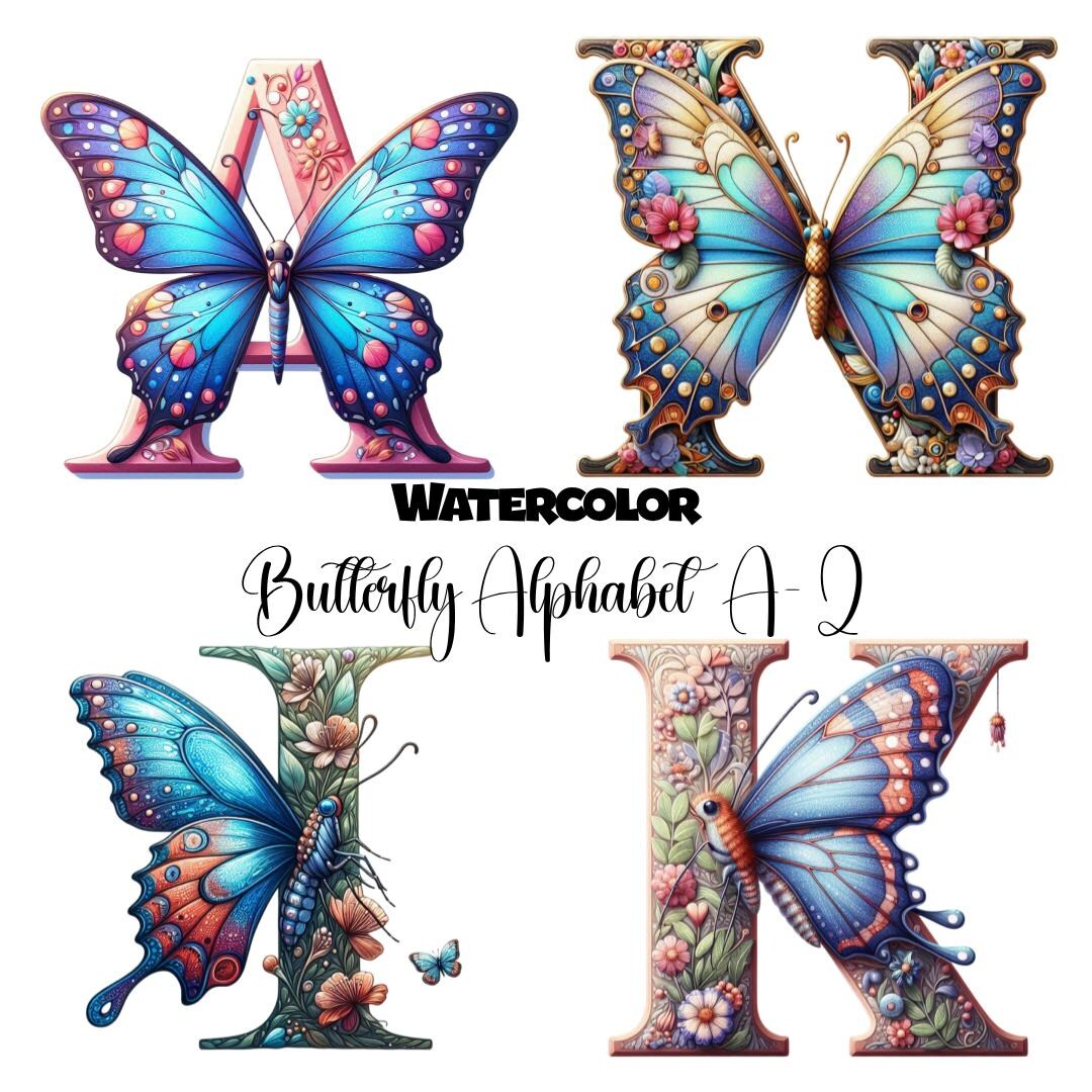 Alphabet PNG Clipart, Boho Butterfly Clipart Png, Garden Wildflower ...