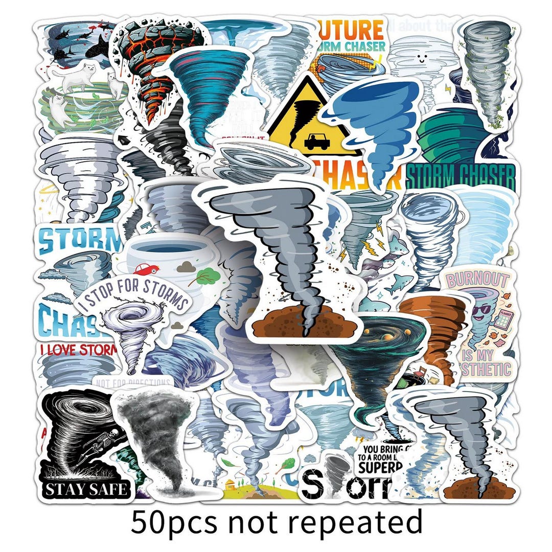 50PCS Tornado Sticker Pack, Storm Chaser Weather Decals, Waterproof ...