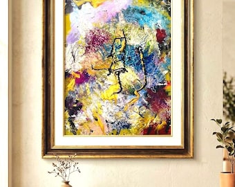 Pintura acrílica abstracta, original para pared, decoración moderna y colorida para el hogar, lienzo único, texturizado - Dolorosos moretones de una guerra lejana