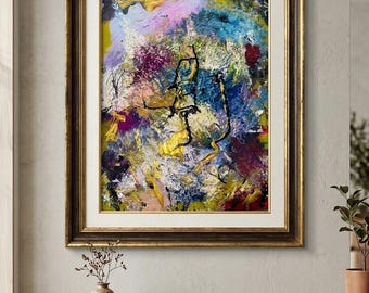 Original Acrylic Painting, Heavy Impasto Abstract Art, Vibrant Colorful Canvas, Textured Wall Decor - "Aching Bruises of a Distant War”