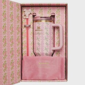 Pink Floral Stanley x LoveShackFancy Quencher H2.0 Tumbler 40oz Handle Straw image 2