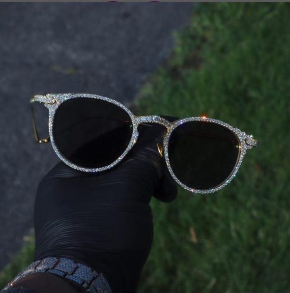 Iced Out Luxury Sunglasses Moissanite Diamond Gold Plated 925Sterling Silver Hip Hop Jewelry