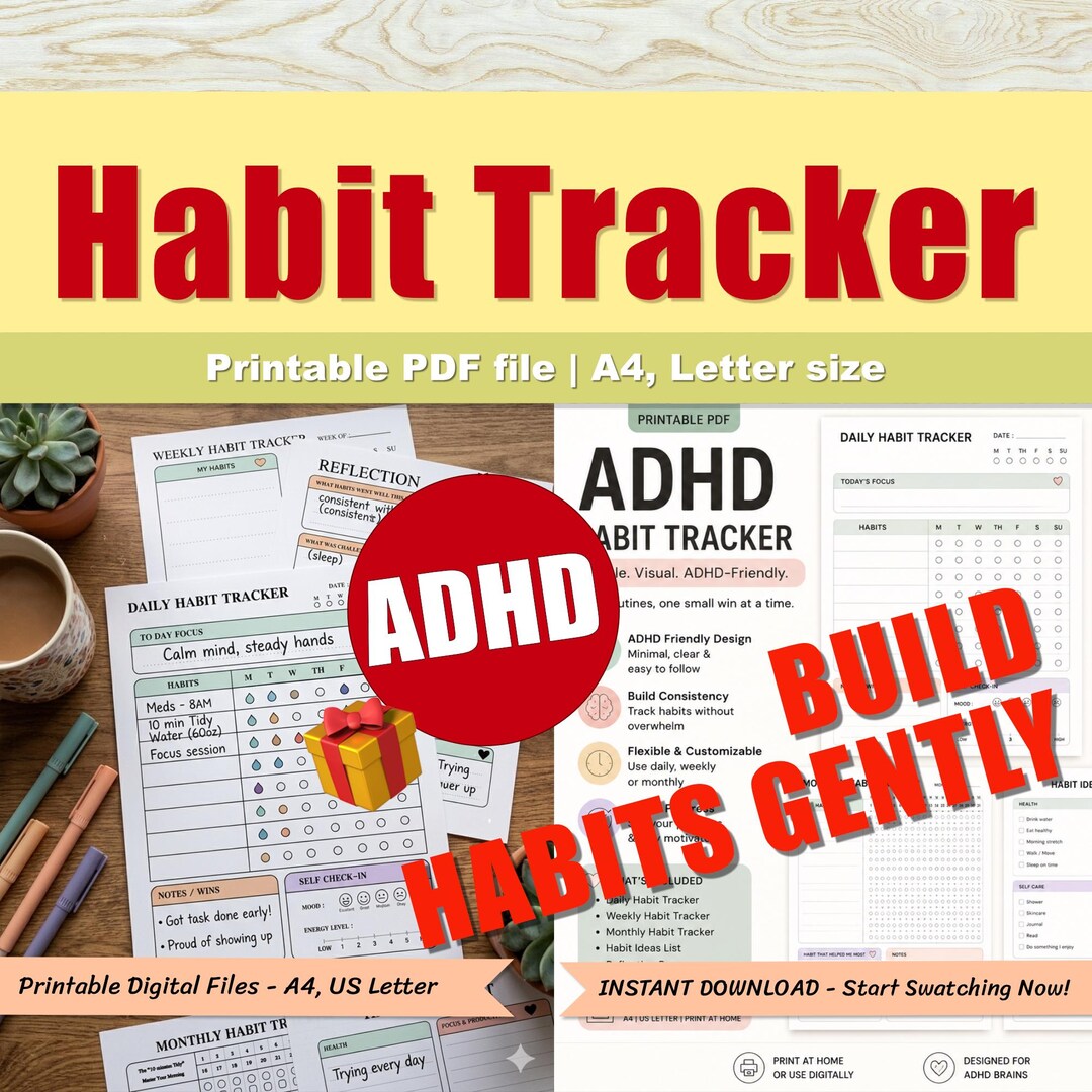 Adhd Kaizen System.pdf ADHD Habit Tracker Printable PDF Was Thoughtfully Designed for ADHD ...